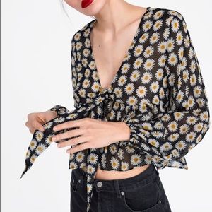 Zara | Floral Print Blouse with Ruffles